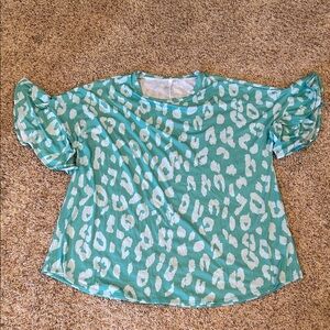 Women's Teal Leopard Print Blouse - Size 4X